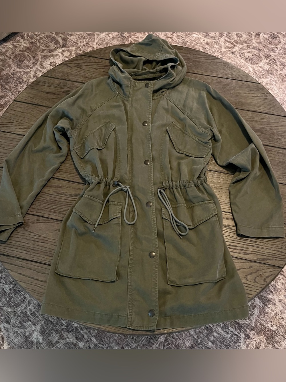American Eagle Utility Parka Jacket Women S Green Hooded Military Field Coat